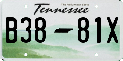 TN license plate B3881X