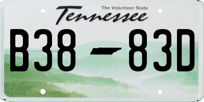 TN license plate B3883D