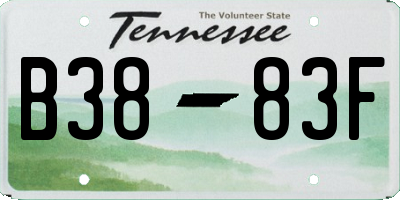 TN license plate B3883F
