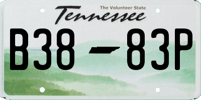 TN license plate B3883P