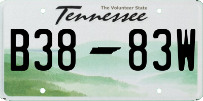 TN license plate B3883W