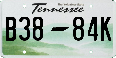 TN license plate B3884K