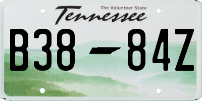 TN license plate B3884Z
