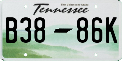 TN license plate B3886K