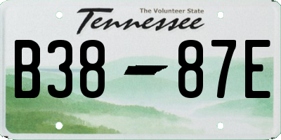 TN license plate B3887E