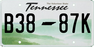 TN license plate B3887K