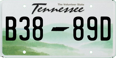 TN license plate B3889D
