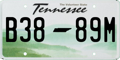 TN license plate B3889M