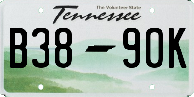 TN license plate B3890K