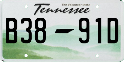 TN license plate B3891D