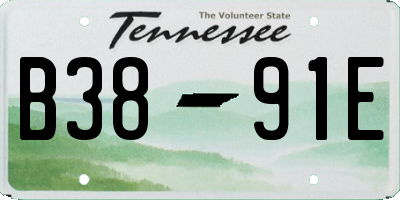 TN license plate B3891E