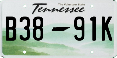 TN license plate B3891K