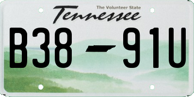 TN license plate B3891U