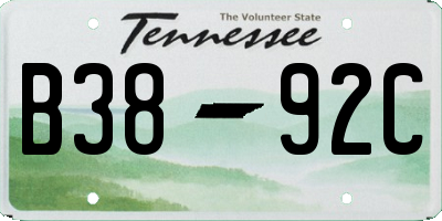 TN license plate B3892C
