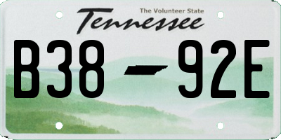TN license plate B3892E