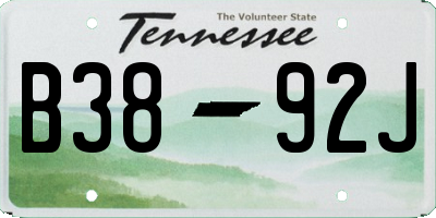 TN license plate B3892J
