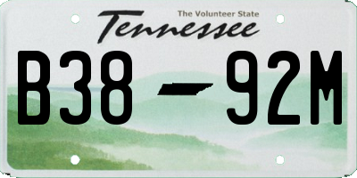 TN license plate B3892M