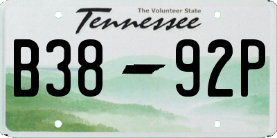 TN license plate B3892P