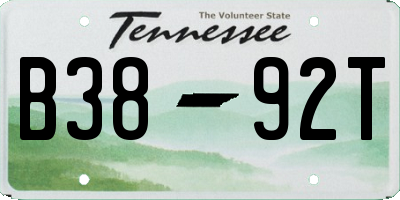 TN license plate B3892T