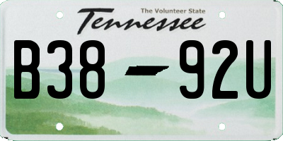 TN license plate B3892U