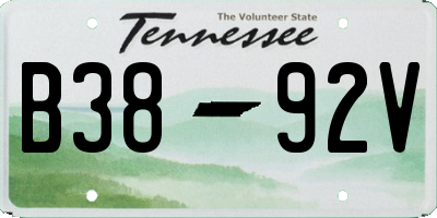 TN license plate B3892V