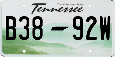 TN license plate B3892W