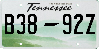 TN license plate B3892Z