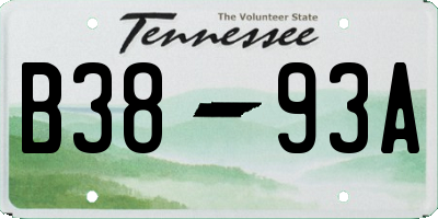 TN license plate B3893A