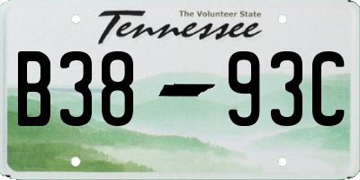 TN license plate B3893C