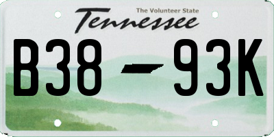 TN license plate B3893K