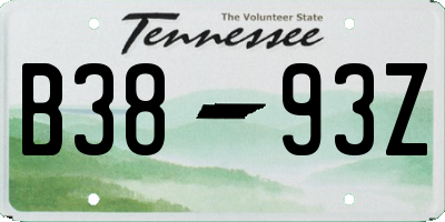 TN license plate B3893Z