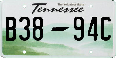 TN license plate B3894C