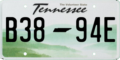 TN license plate B3894E