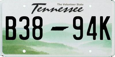 TN license plate B3894K