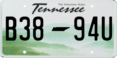 TN license plate B3894U