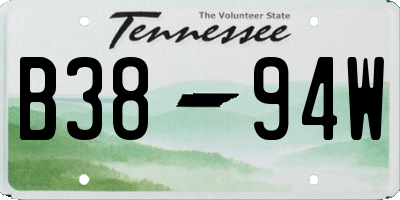 TN license plate B3894W