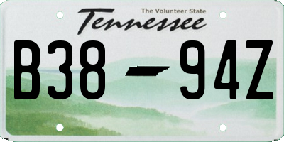 TN license plate B3894Z