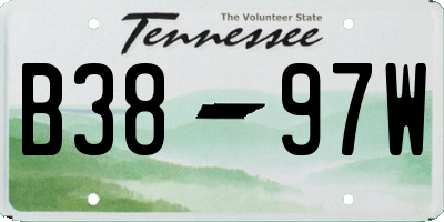 TN license plate B3897W