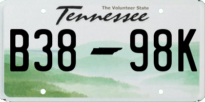 TN license plate B3898K