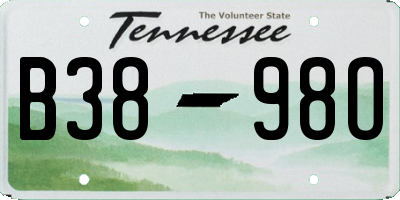 TN license plate B3898O