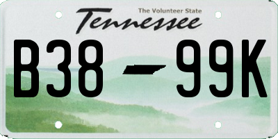 TN license plate B3899K