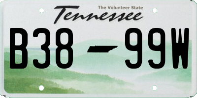 TN license plate B3899W