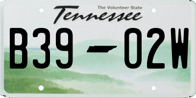 TN license plate B3902W