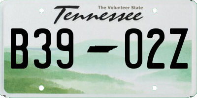 TN license plate B3902Z