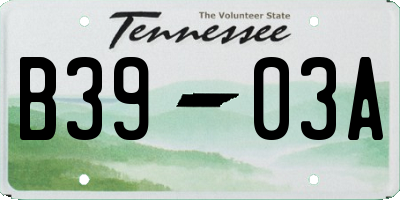 TN license plate B3903A