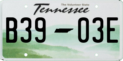 TN license plate B3903E