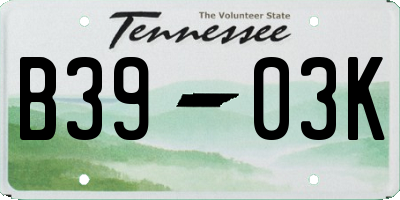 TN license plate B3903K