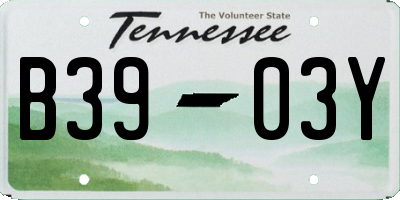 TN license plate B3903Y
