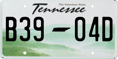 TN license plate B3904D