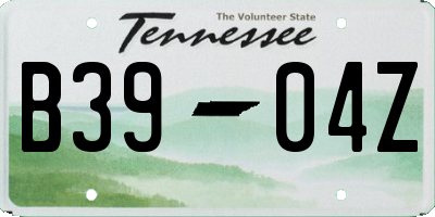 TN license plate B3904Z